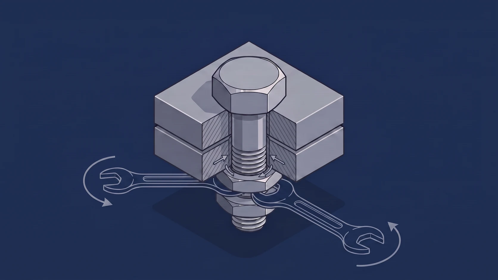 Diagrama do torque diferencial e da inversão de carga entre porca e contra porca