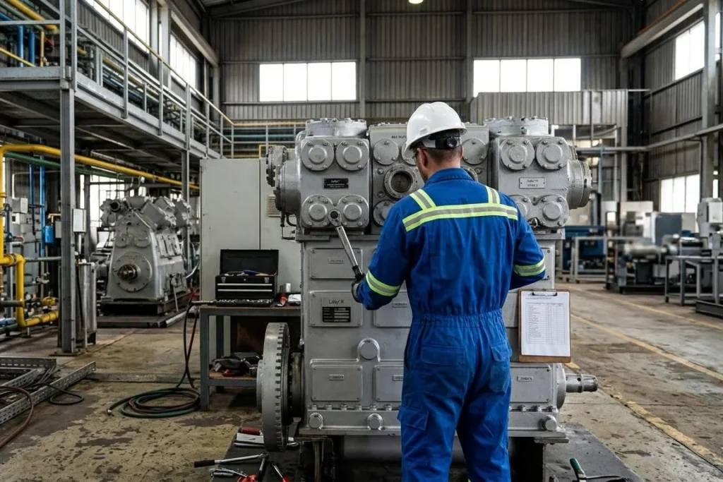 Técnico em manutenção de compressor industrial