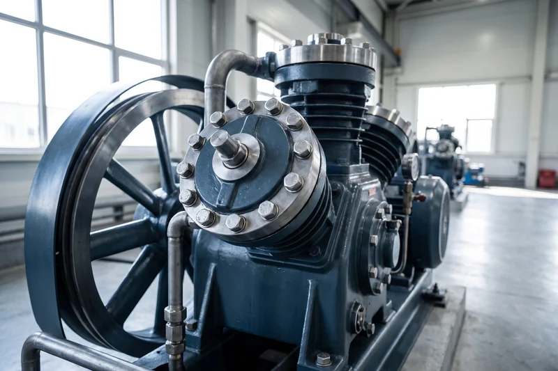Compressor industrial com juntas aparafusadas sujeitas a vibração